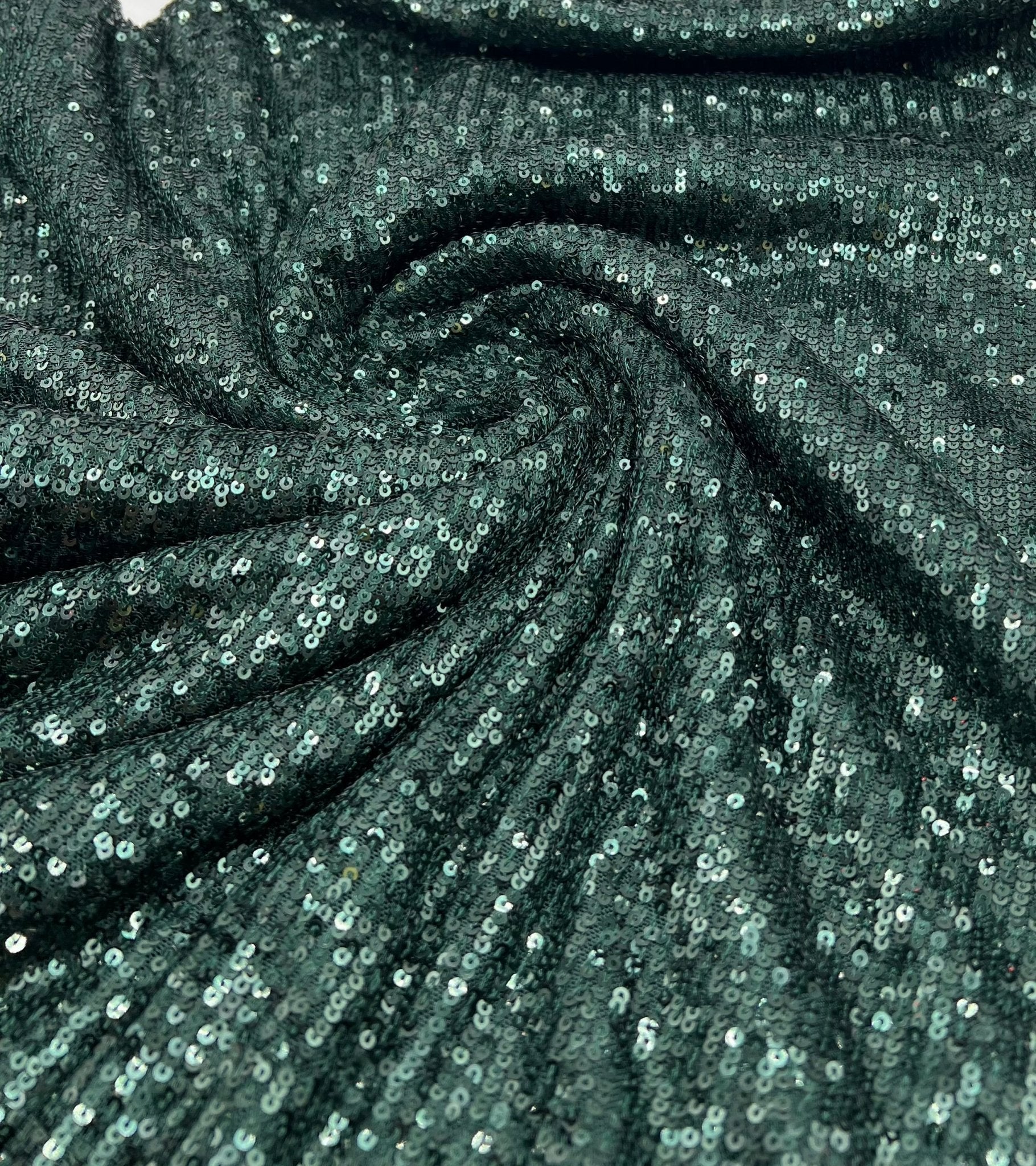Green On Green Sequin Detail Stretch Fabric - T9 Fabrics